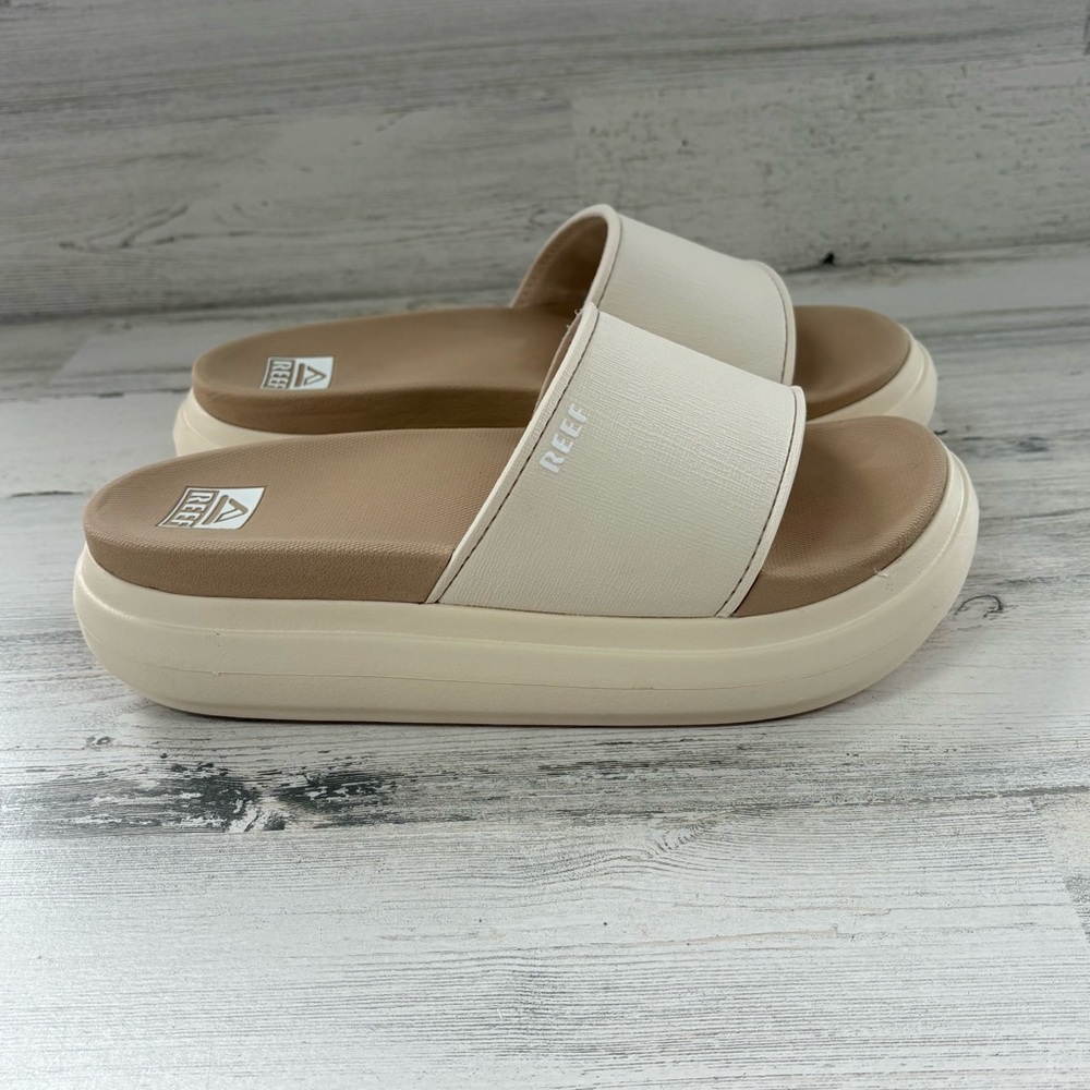 Reef Cream Platform Slide Sandals